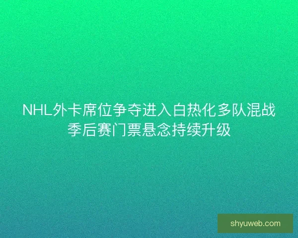 NHL外卡席位争夺进入白热化多队混战季后赛门票悬念持续升级 NHL外卡席位争夺进入白热化多队混战季后赛门票悬念持续升级