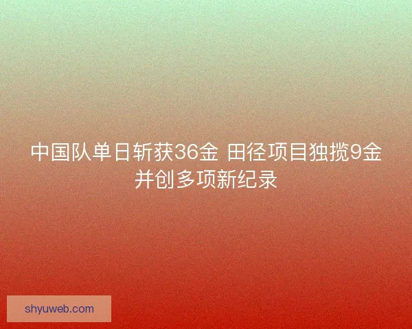 中国队单日斩获36金 田径项目独揽9金并创多项新纪录